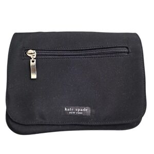 Kate Spade Classic Black Fabric‎ Clutch Evening Bag with Zip Pocket Vintage EUC